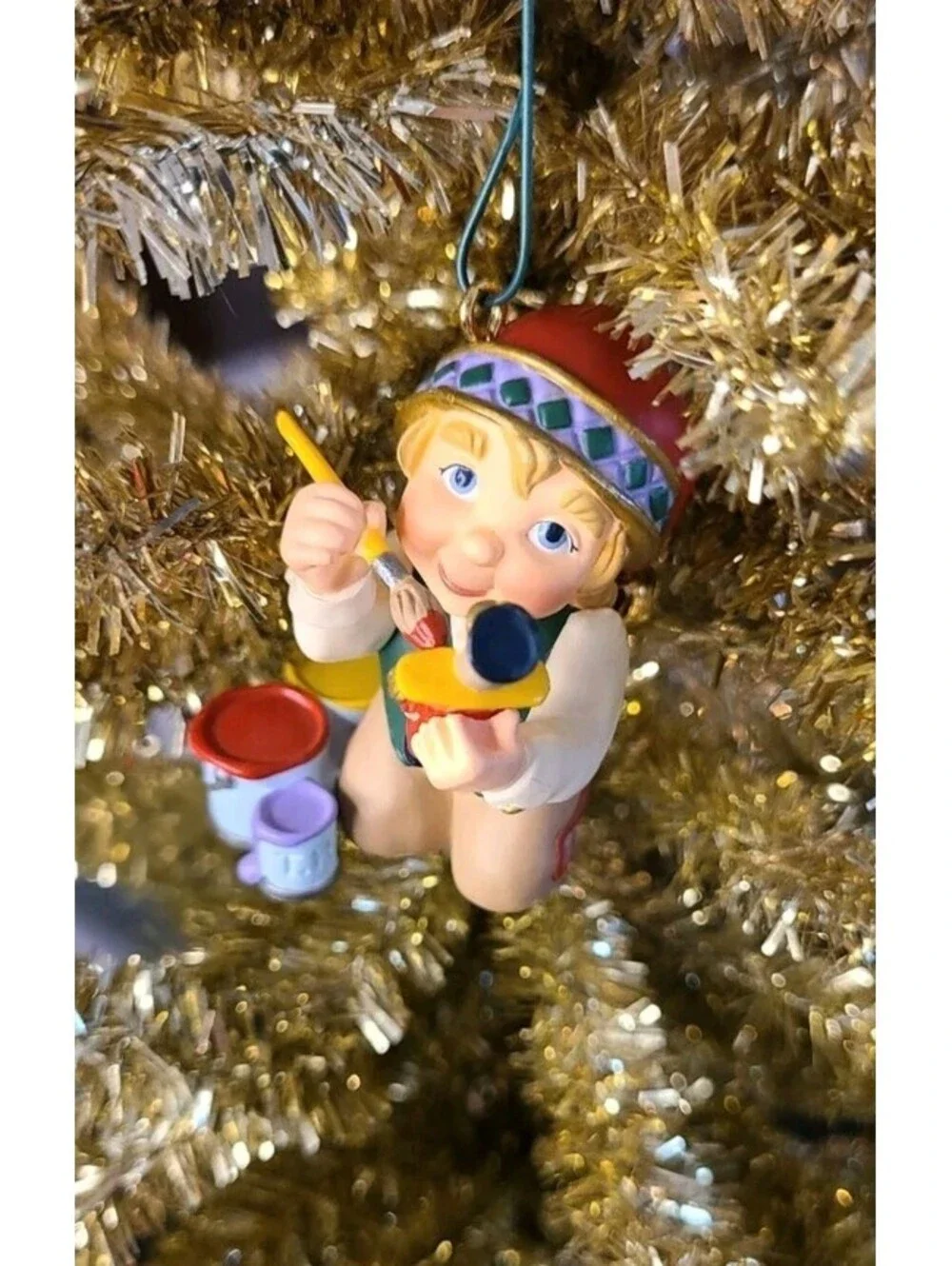 1999 Hallmark Membership Arctic Artist Christmas Ornament Elf Painting